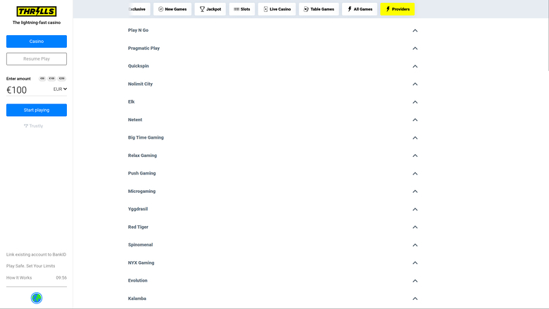Développeurs de jeux de casino pour ordinateur Thrills