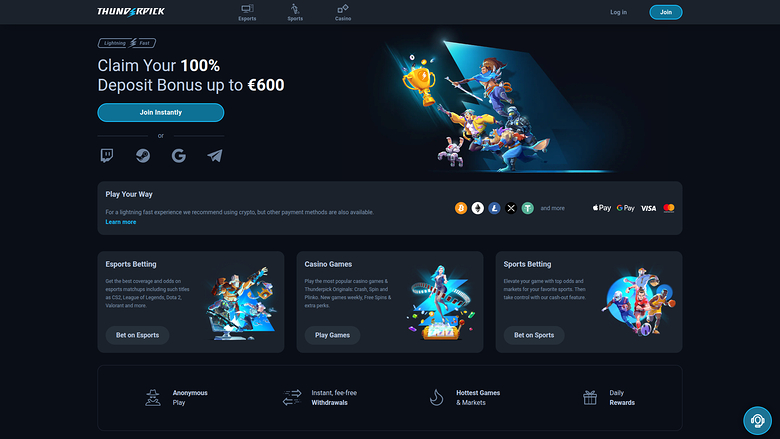 ThunderPick Casino Desktop-Startseite