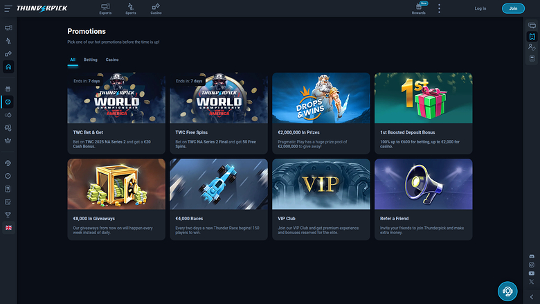 ThunderPick Casino Desktop-Promotions