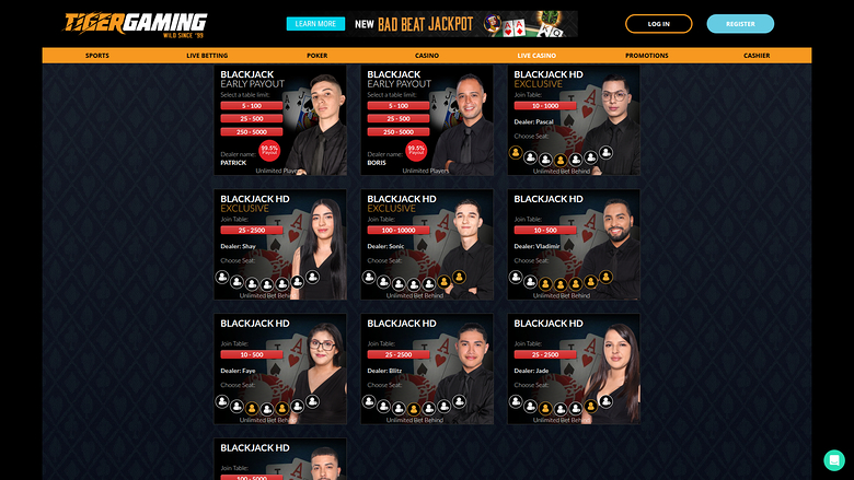 Croupier en direct de bureau de TigerGaming Casino