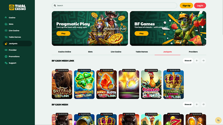 Джекпот Tikal Casino для настольных компьютеров