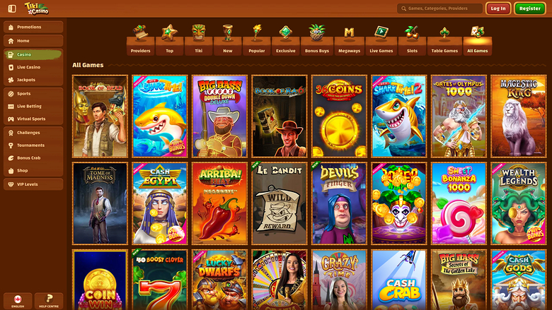 Juegos de escritorio de Tiki Casino