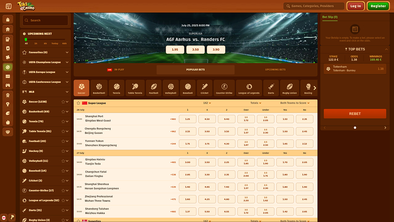 Deportes de escritorio de Tiki Casino