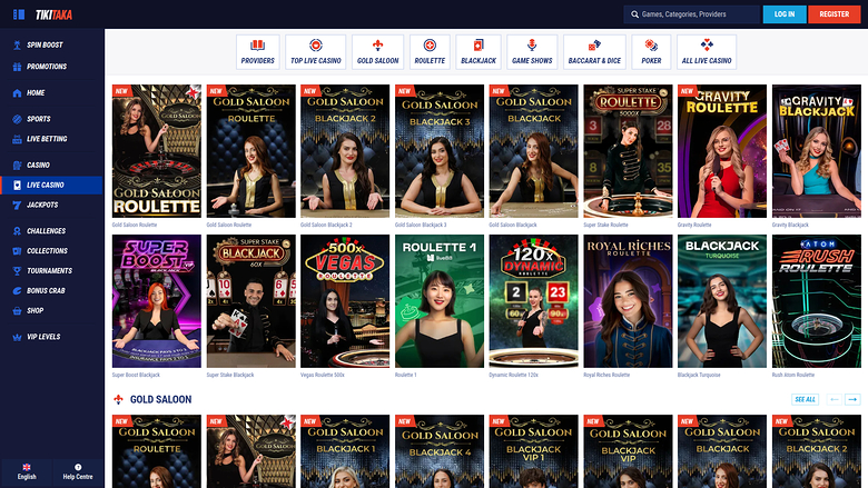 Croupier en direct de bureau de Tikitaka Casino