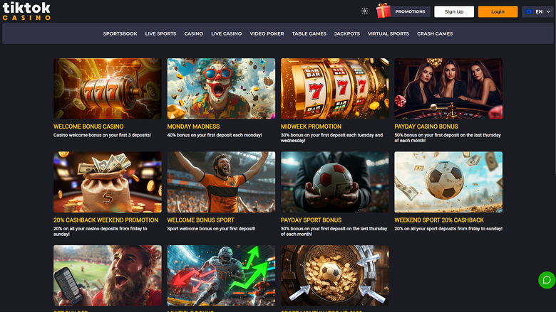 Promotions TikTok Casino sur ordinateur