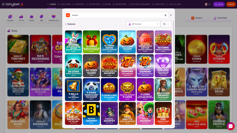 Jackpot de bureau du casino TonyBet