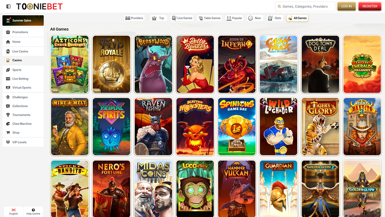 Jeux de bureau de ToonieBet Casino