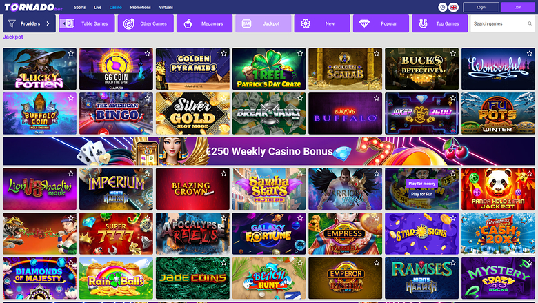 Jackpot sur bureau de Tornadobet Casino