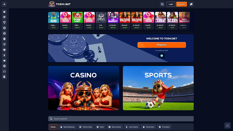 Página principal del casino Toshi.bet
