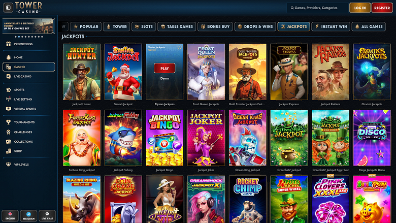 Jackpot desktop di Tower Casino