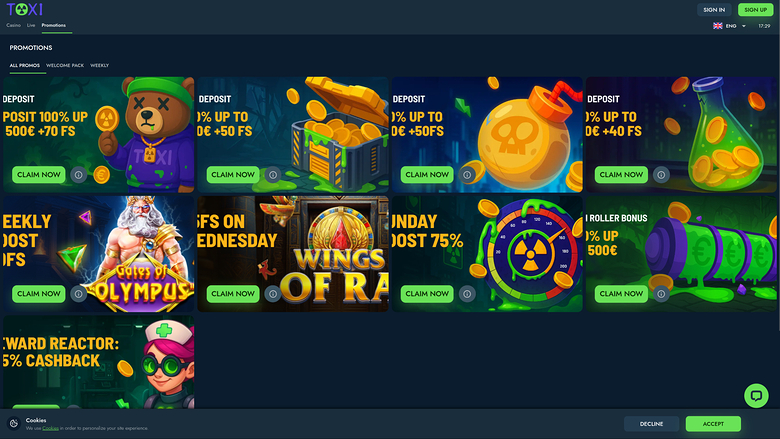 Toxi Casino Desktop Promotions
