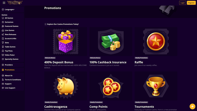 Promotions de bureau de Tournaverse Casino