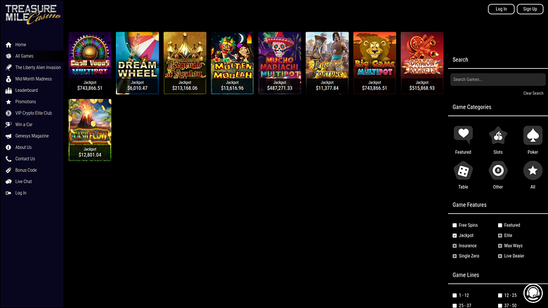 Treasure Mile Casino Desktop Jackpot