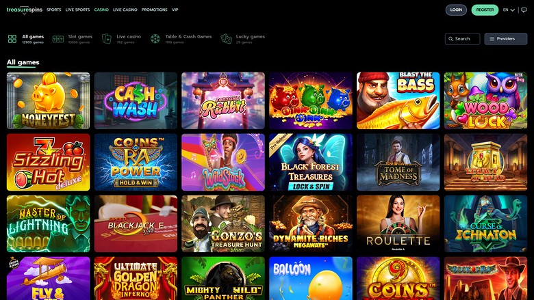 Juegos de escritorio de Treasure Spins Casino