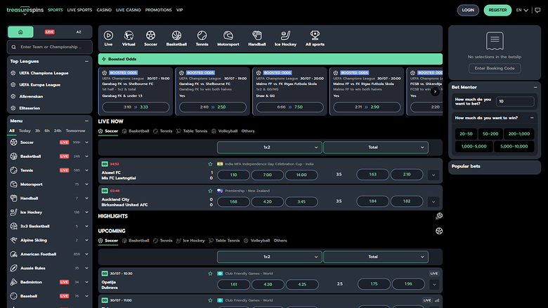Deportes de escritorio de Treasure Spins Casino