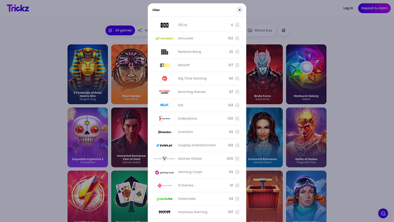 Desarrolladores de juegos de escritorio de Trickz Casino