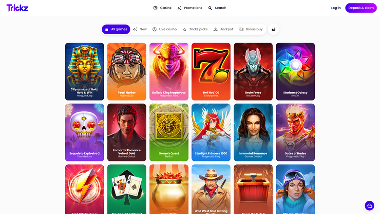 Juegos de escritorio de Trickz Casino