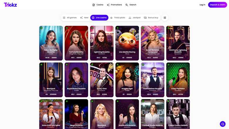 Crupier en vivo de escritorio de Trickz Casino