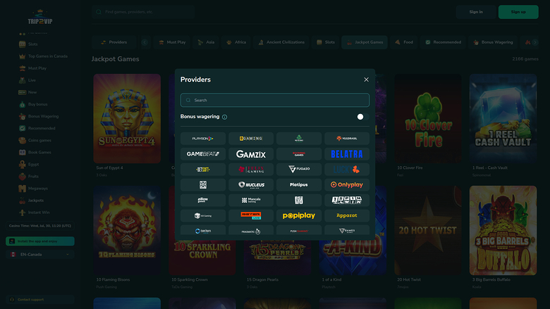 Développeurs de jeux de bureau de Trip2Vip Casino