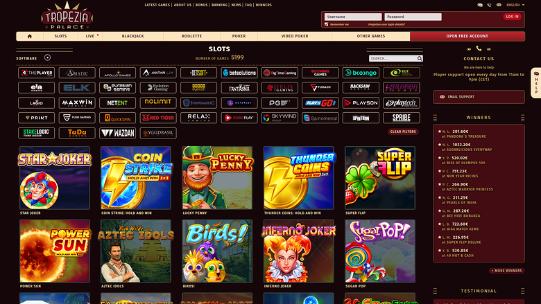 Sviluppatori di giochi desktop di Tropezia Palace Casino