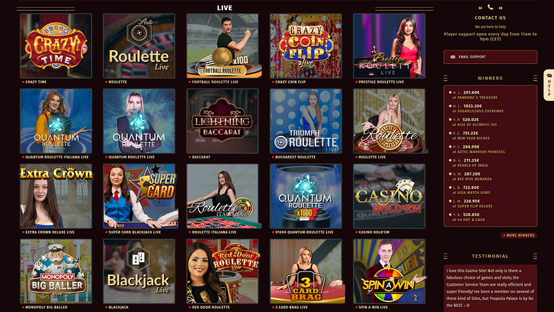 Live dealer desktop di Tropezia Palace Casino