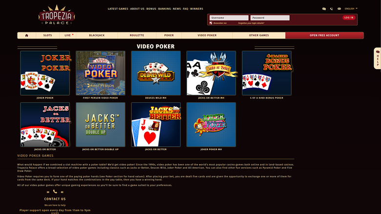 Casino Tropezia Palace Poker sur ordinateur
