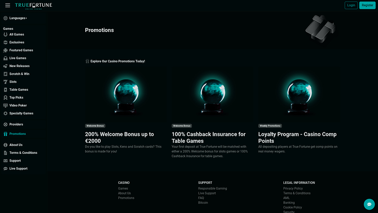 Promotions de bureau de True Fortune Casino