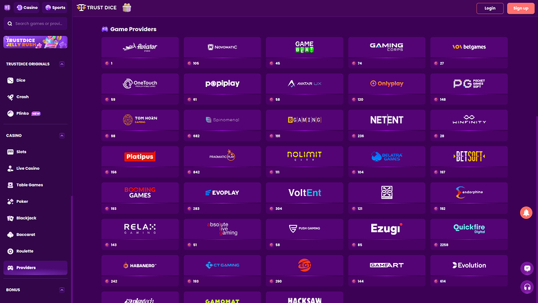 TrustDice Casino Desktop-Spieleentwickler