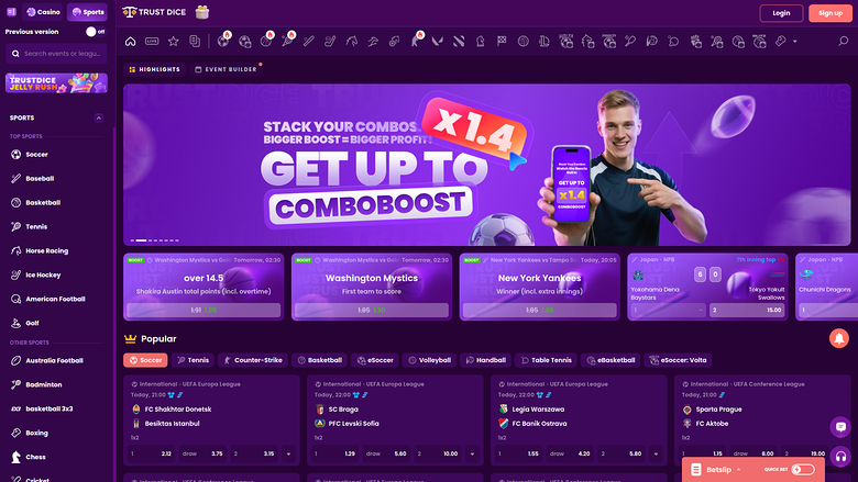 TrustDice Casino Desktop-Sportwetten