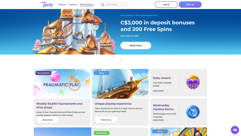 Promozioni desktop di Tsars Casino