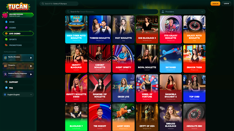 Croupier en direct sur ordinateur de Tucan Casino