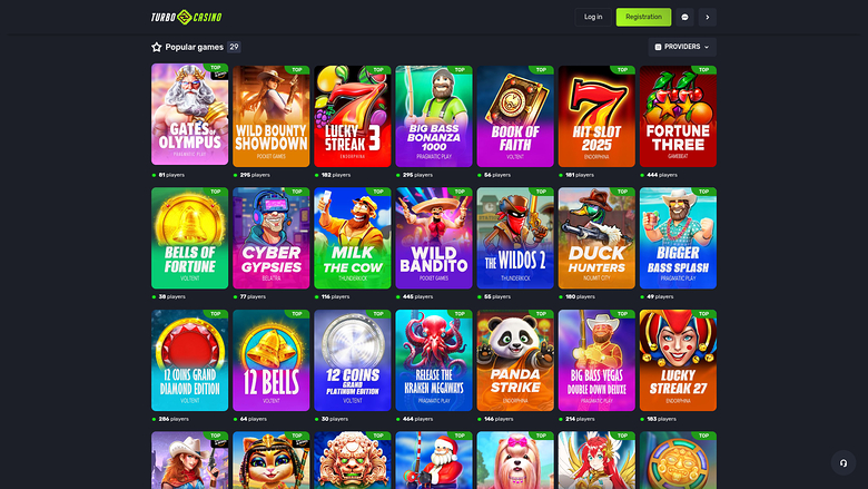 Turbo Casino Desktop-Spiele