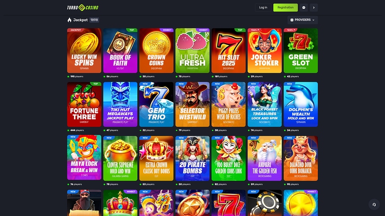 Turbo Casino Desktop-Jackpot