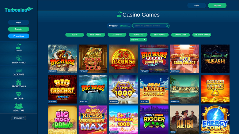 Turbonino Casino Desktop-Spiele
