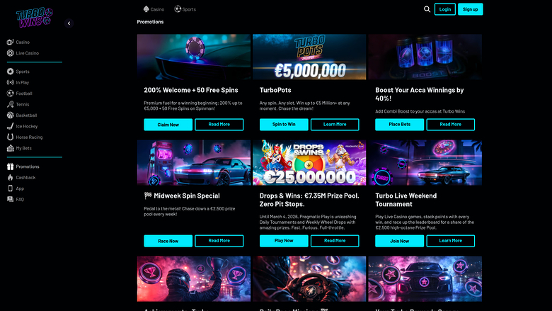 Turbowins Casino Desktop Promotions