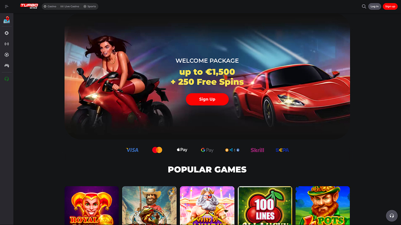 TurboWinz Casino Desktop-Homepage