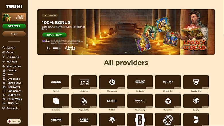 Entwickler von Desktop-Spielen im Tuuri Casino