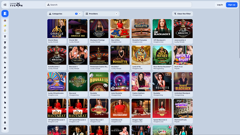 Page des croupiers en direct de Tycoon Casino