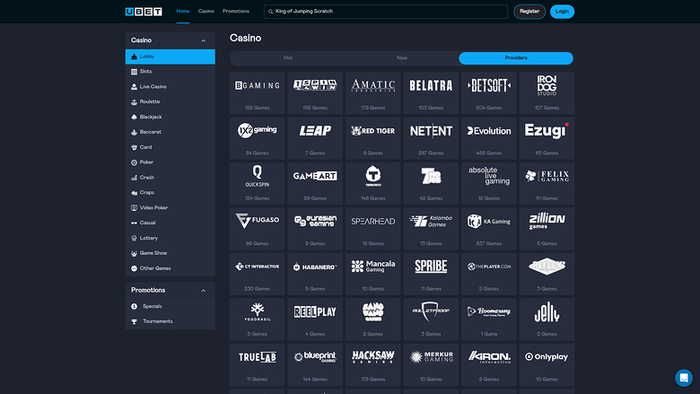 Desarrolladores de juegos de escritorio de Ubet Casino
