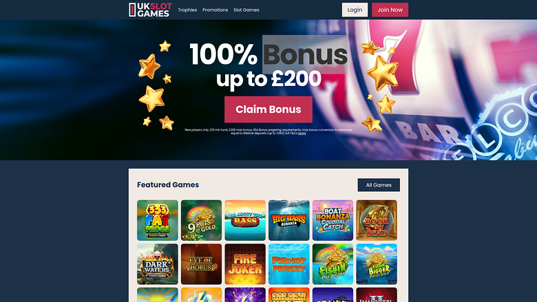 Página de inicio de escritorio de UK Slot Games