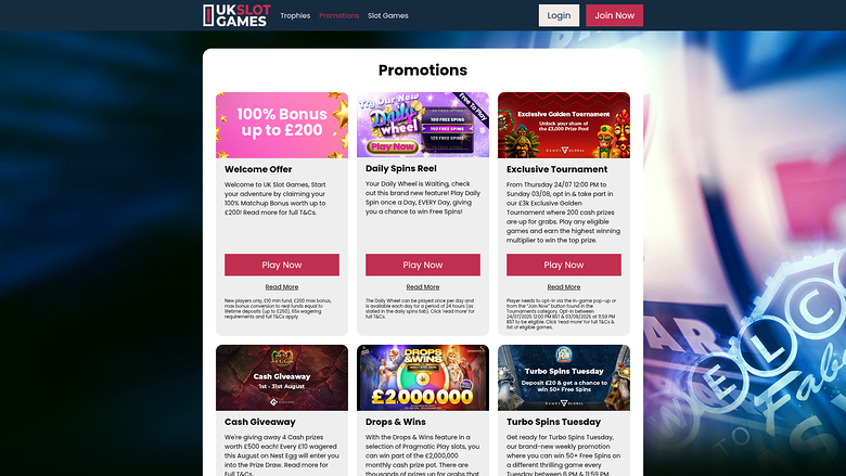 Promociones de escritorio de UK Slot Games