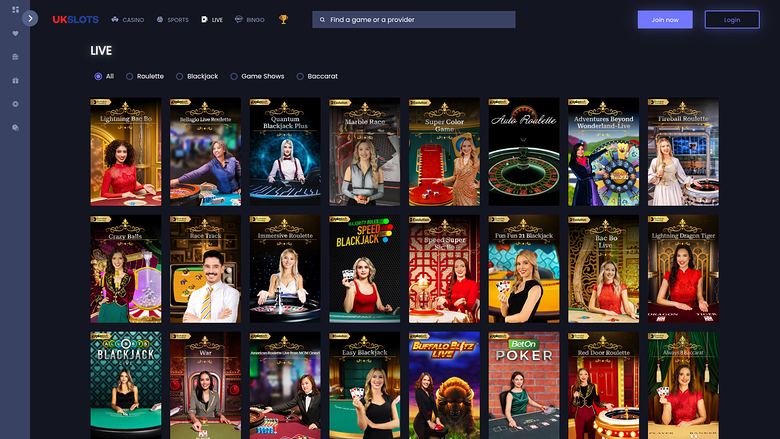 Croupier en direct sur ordinateur de UK Slots Casino