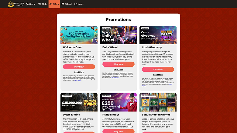 UK Online Slots Desktop-Aktionen