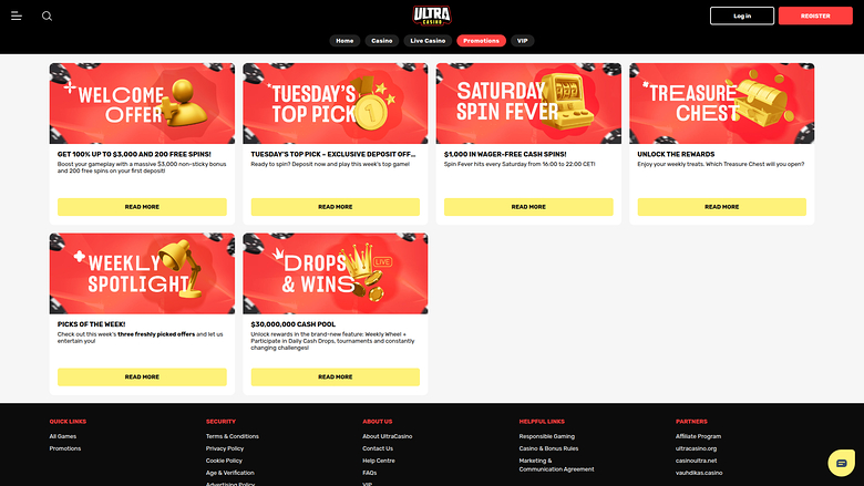 Promotions de bureau de Ultra Casino