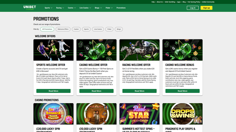Promotions sur ordinateur de Unibet Casino