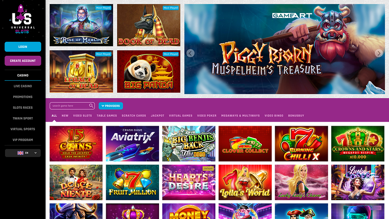 Universal Slots Desktop-Spiele