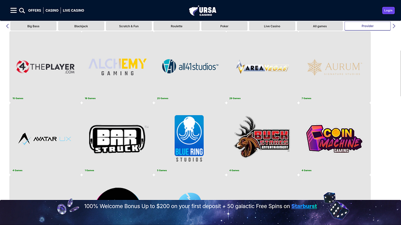 Développeurs du jeu de casino pour ordinateur Ursa
