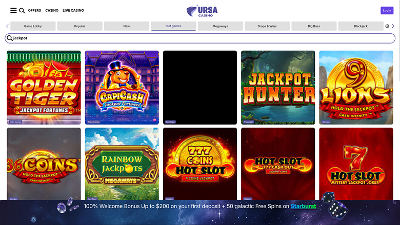 Jackpot de bureau du casino Ursa