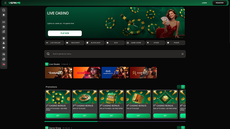 Uspin Casino デスクトップライブディーラー