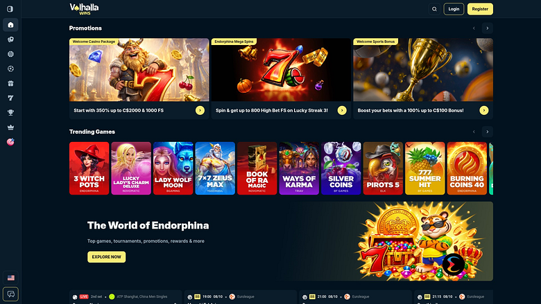 ValhallaWins Casino Desktop-Startseite